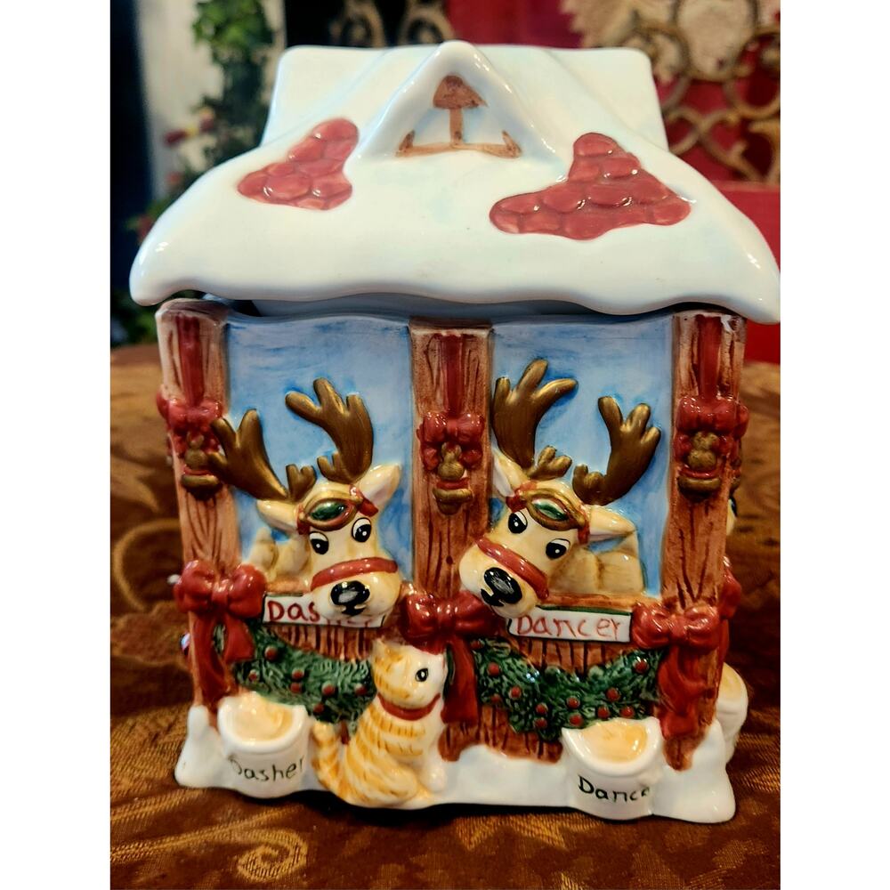 2002 DEER SANTA CANDY JAR BY FITZ AND FLOYD - Picture 4 of 7